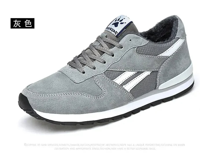 Autumn Men Sneakers Natural Pig Skin Material Male Trainers Outdoor Stylish Shoes Lace-up Flats Non-slip Rubber Sole Blue Grey